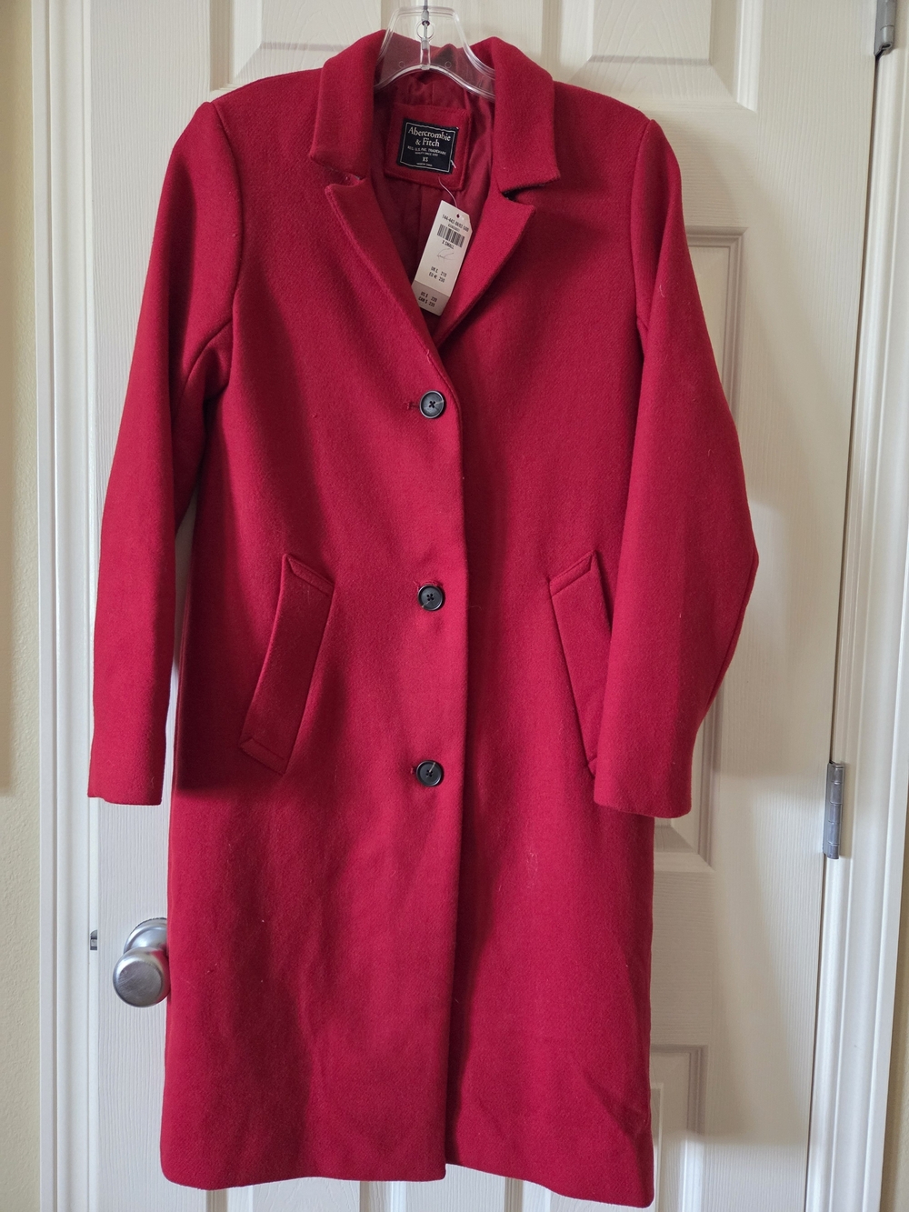 Abercrombie & Fitch Women's Red Single-Breasted Wool Coat